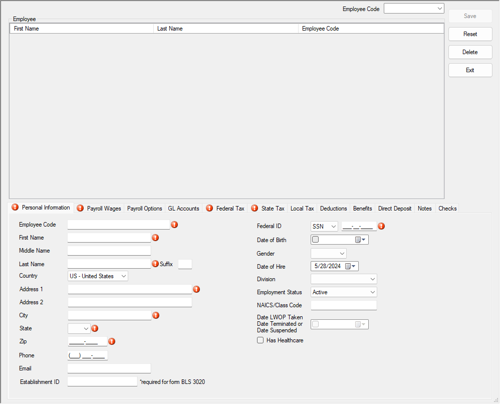 screen showing use of validation icons